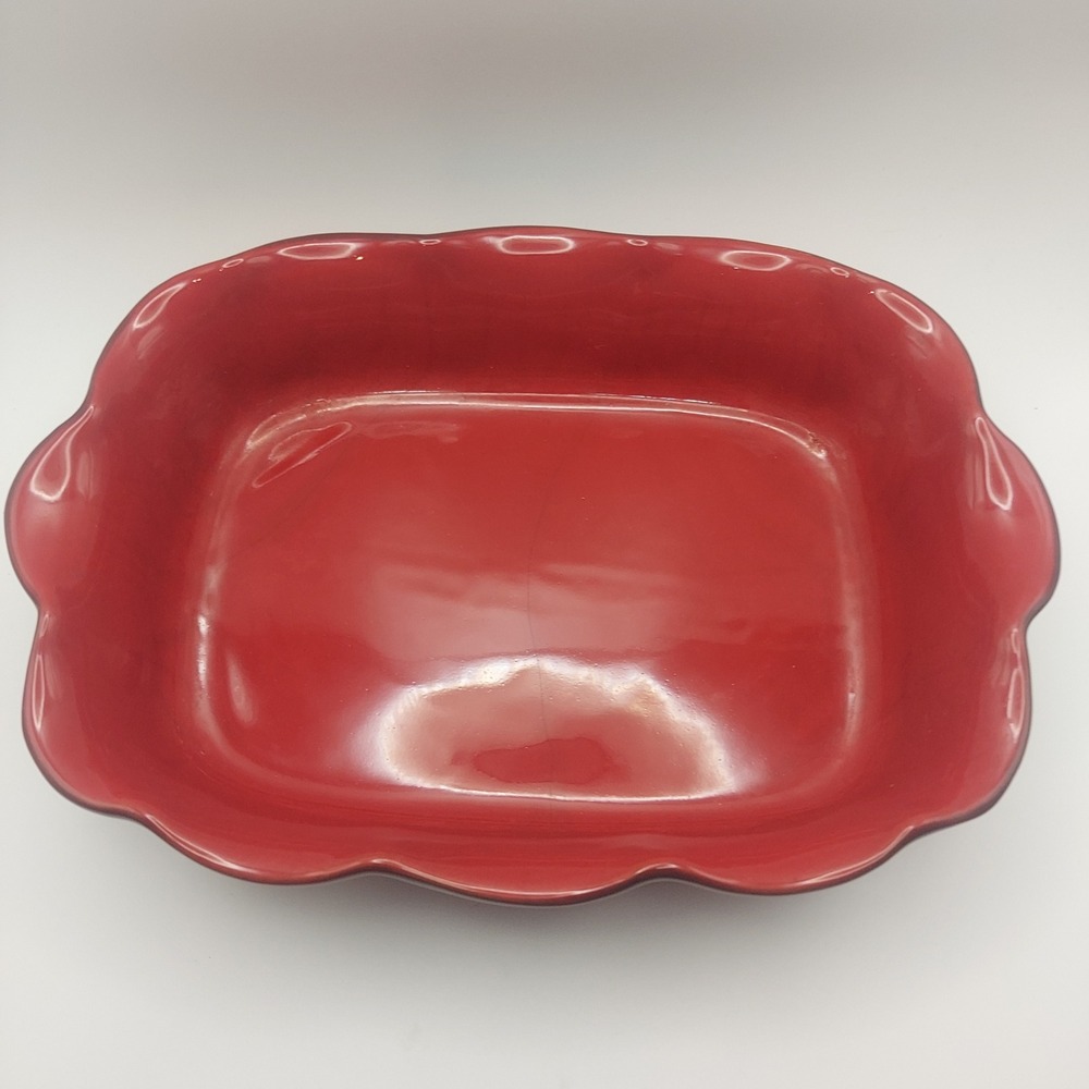 De Silva Red Ceramic Baking Dish‎ Made in Italy Scalloped Edge